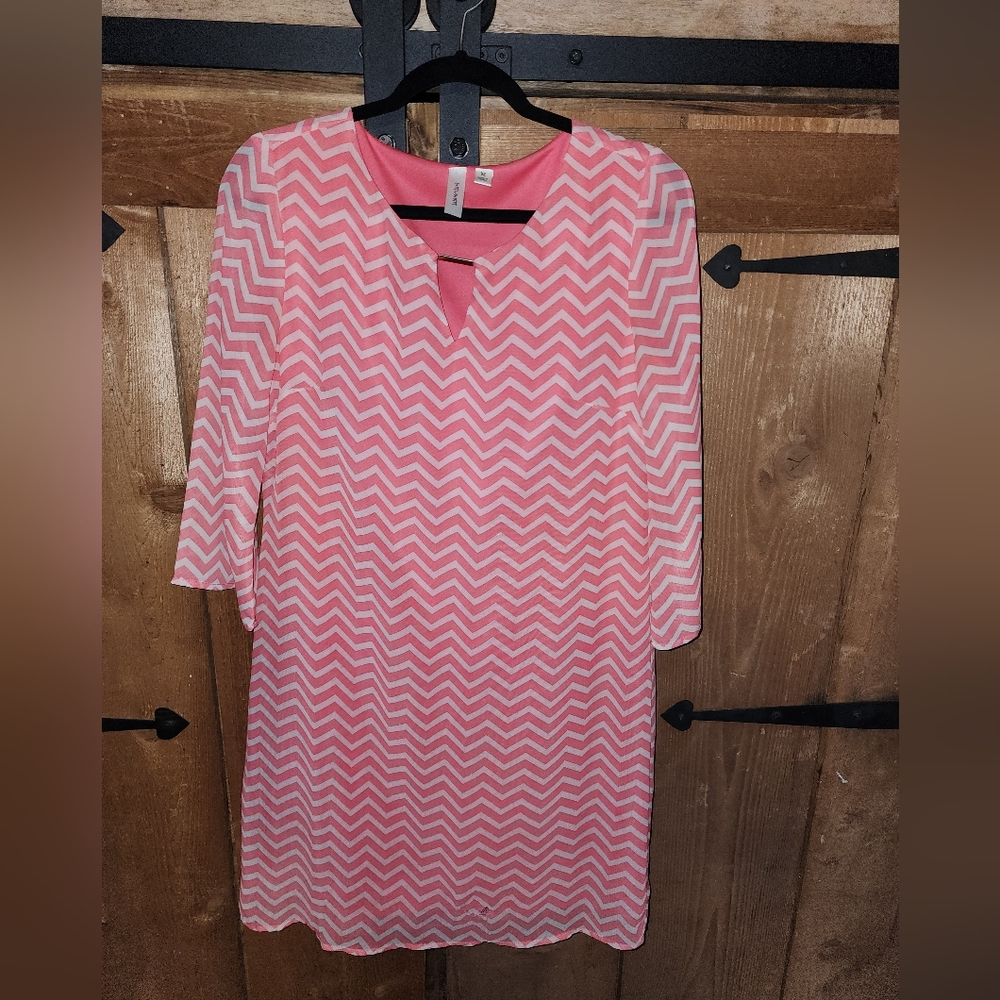 Pink Chevron Print Dress
